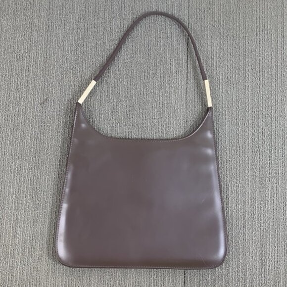Ultra Slim Shoulder Bag Hobo Handbag Womens Large Dark Brown PVC Skinny Retro - Picture 1 of 15